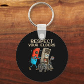 Respect Your Elders Retro Gaming Controller Funny  Sleutelhanger (Voorkant)
