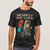 Respect Your Elders Retro Gaming Controller Funny  T-shirt (Voorkant)