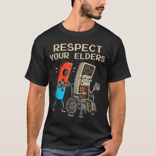 Respect Your Elders Retro Gaming Controller Funny  T-shirt (Voorkant)