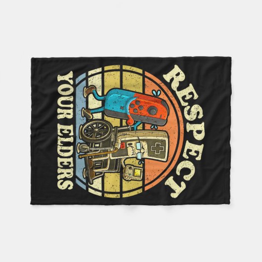 Respect Your Elders Retro Gaming Funny Controller  Fleece Deken (Voorkant (Horizontaal))