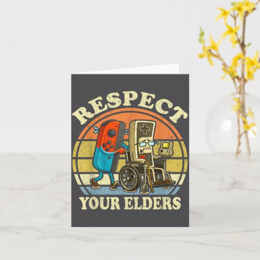 Respect Your Elders Retro Gaming Funny Controller Kaart (Gele Bloem)