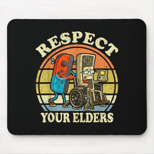 Respect Your Elders Retro Gaming Funny Controller Muismat (Voorkant)