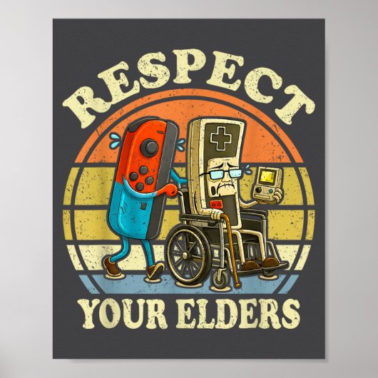 Respect Your Elders Retro Gaming Funny Controller Poster (Voorkant)