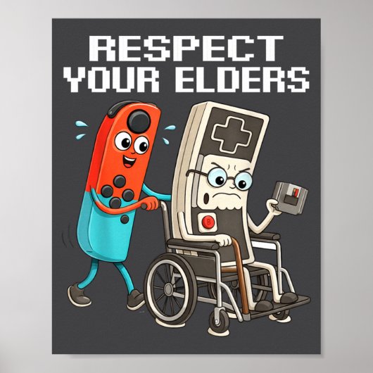 Respect Your Elders Retro Gaming Funny Controller Poster (Voorkant)