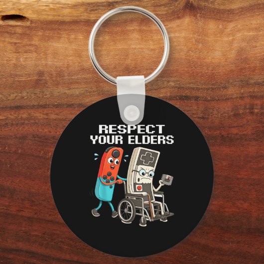 Respect Your Elders Retro Gaming Funny Controller Sleutelhanger (Voorkant)