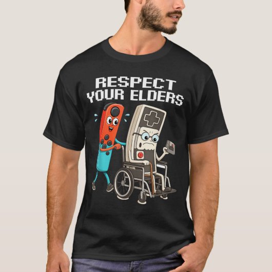 Respect Your Elders Retro Gaming Funny Controller  T-shirt (Voorkant)