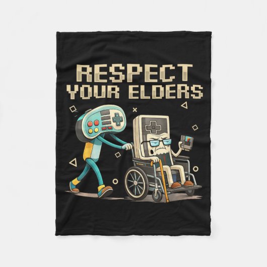 Respect Your Elders Retro Gaming Funny Gamer Contr Fleece Deken (Voorkant)