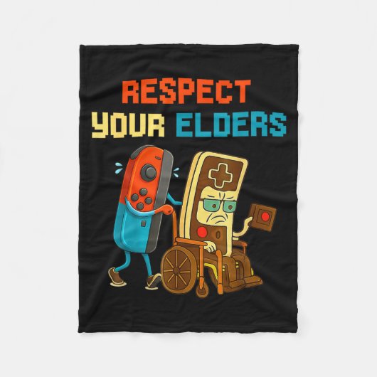 Respect Your Elders Retro Gaming Funny Gamer Contr Fleece Deken (Voorkant)
