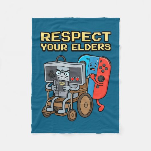 Respect Your Elders Retro Gaming Funny Gamer Contr Fleece Deken (Voorkant)