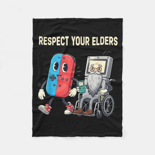 Respect Your Elders Retro Gaming Funny Gamer Contr Fleece Deken (Voorkant)