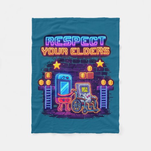 Respect Your Elders Retro Gaming Funny Gamer Contr Fleece Deken (Voorkant)