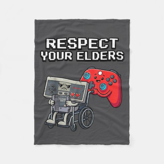 Respect Your Elders Retro Gaming Funny Gamer Contr Fleece Deken (Voorkant)
