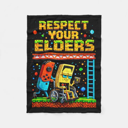 Respect Your Elders Retro Gaming Funny Gamer Contr Fleece Deken (Voorkant)