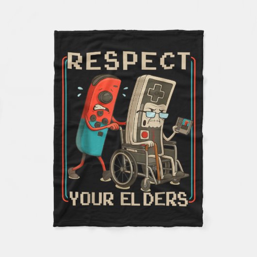 Respect Your Elders Retro Gaming Funny Gamer Contr Fleece Deken (Voorkant)