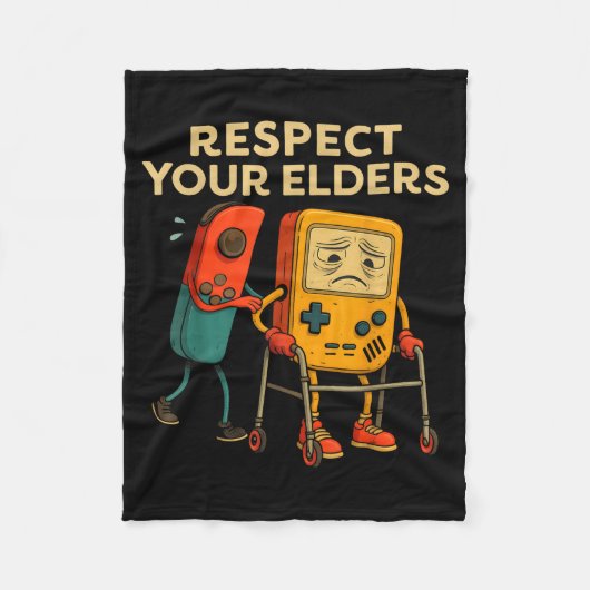 Respect Your Elders Retro Gaming Funny Gamer Contr Fleece Deken (Voorkant)