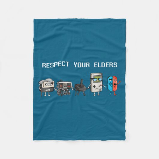 Respect Your Elders Retro Gaming Funny Gamer Contr Fleece Deken (Voorkant)