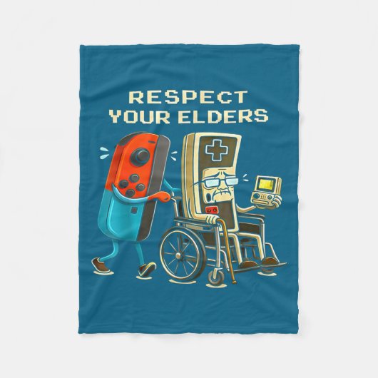 Respect Your Elders Retro Gaming Funny Gamer Contr Fleece Deken (Voorkant)