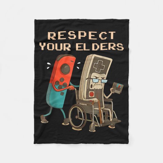 Respect Your Elders Retro Gaming Funny Gamer Contr Fleece Deken (Voorkant)