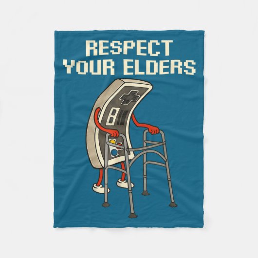 Respect Your Elders Retro Gaming Funny Gamer Contr Fleece Deken (Voorkant)