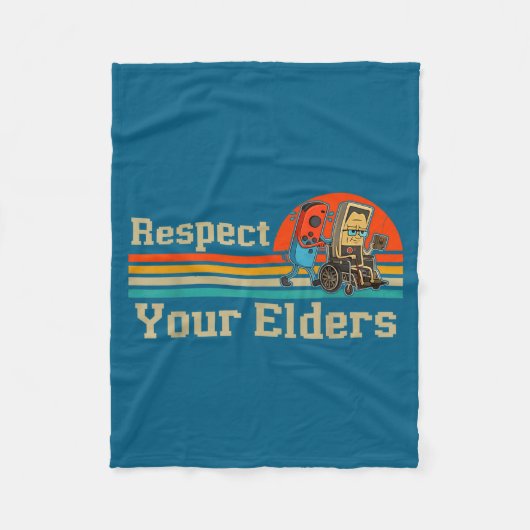 Respect Your Elders Retro Gaming Funny Gamer Contr Fleece Deken (Voorkant)