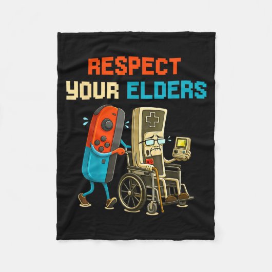 Respect Your Elders Retro Gaming Funny Gamer Contr Fleece Deken (Voorkant)