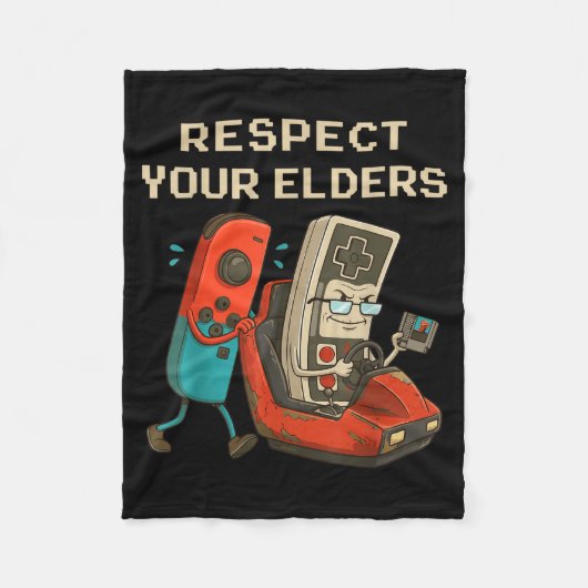 Respect Your Elders Retro Gaming Funny Gamer Contr Fleece Deken (Voorkant)
