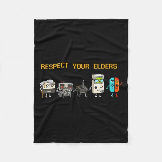 Respect Your Elders Retro Gaming Funny Gamer Contr Fleece Deken (Voorkant)
