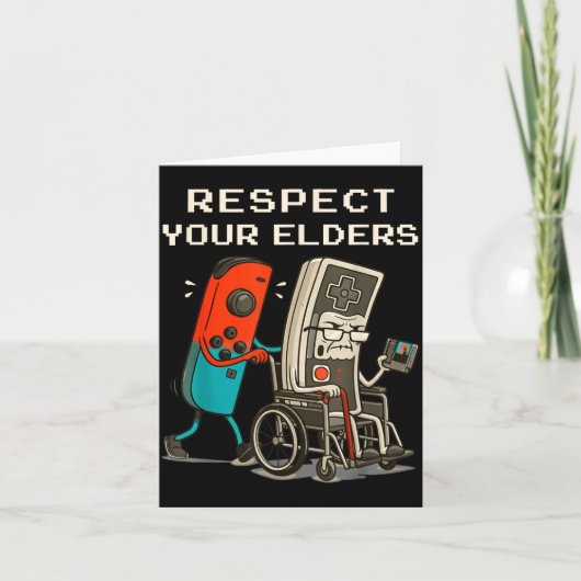 Respect Your Elders Retro Gaming Funny Gamer Contr Kaart (Voorkant)