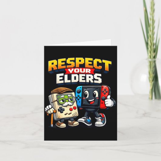 Respect Your Elders Retro Gaming Funny Gamer Contr Kaart (Voorkant)