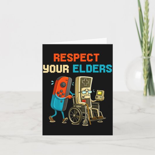 Respect Your Elders Retro Gaming Funny Gamer Contr Kaart (Voorkant)