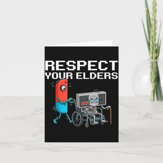 Respect Your Elders Retro Gaming Funny Gamer Contr Kaart (Voorkant)