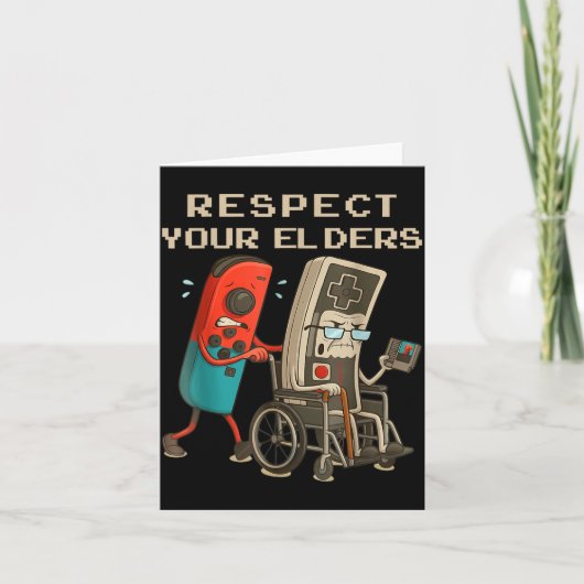 Respect Your Elders Retro Gaming Funny Gamer Contr Kaart (Voorkant)