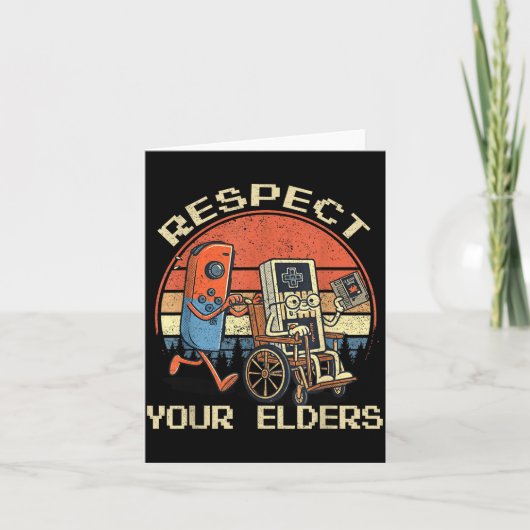 Respect Your Elders Retro Gaming Funny Gamer Contr Kaart (Voorkant)