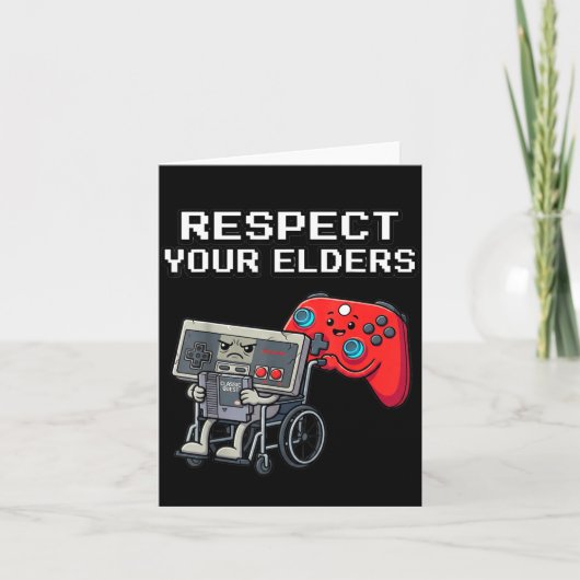 Respect Your Elders Retro Gaming Funny Gamer Contr Kaart (Voorkant)