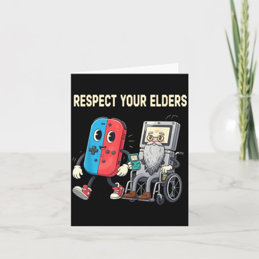 Respect Your Elders Retro Gaming Funny Gamer Contr Kaart (Voorkant)