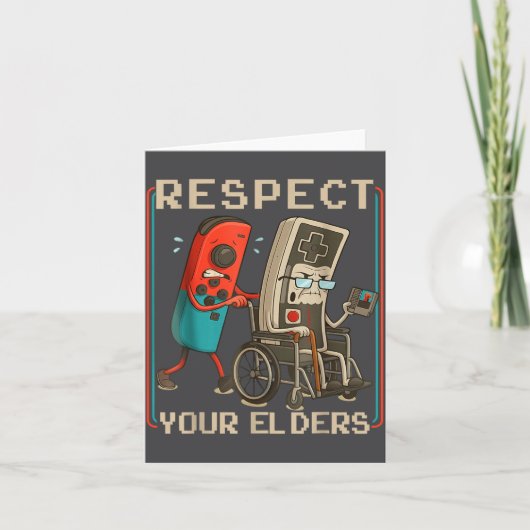Respect Your Elders Retro Gaming Funny Gamer Contr Kaart (Voorkant)