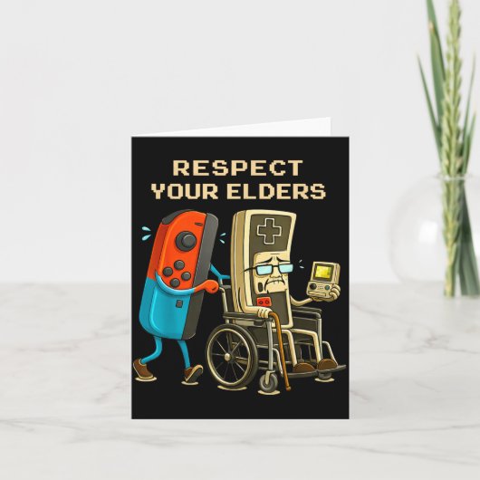 Respect Your Elders Retro Gaming Funny Gamer Contr Kaart (Voorkant)