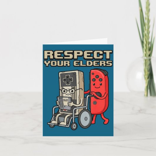Respect Your Elders Retro Gaming Funny Gamer Contr Kaart (Voorkant)