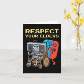 Respect Your Elders Retro Gaming Funny Gamer Contr Kaart (Gele Bloem)