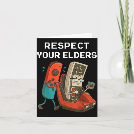 Respect Your Elders Retro Gaming Funny Gamer Contr Kaart (Voorkant)