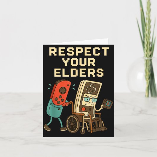 Respect Your Elders Retro Gaming Funny Gamer Contr Kaart (Voorkant)