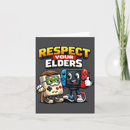 Respect Your Elders Retro Gaming Funny Gamer Contr Kaart (Voorkant)
