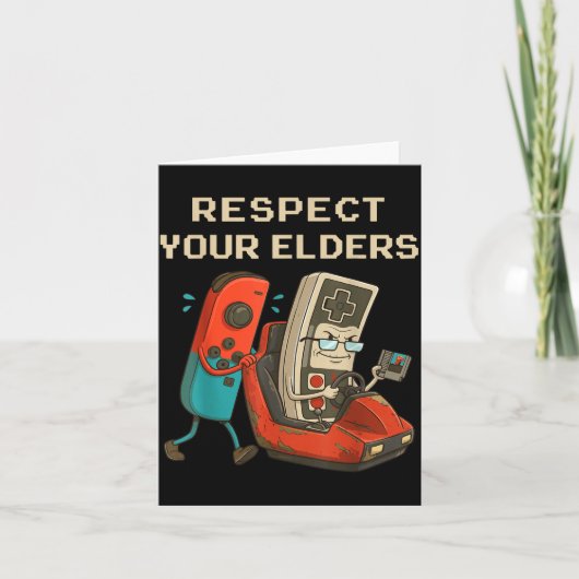 Respect Your Elders Retro Gaming Funny Gamer Contr Kaart (Voorkant)