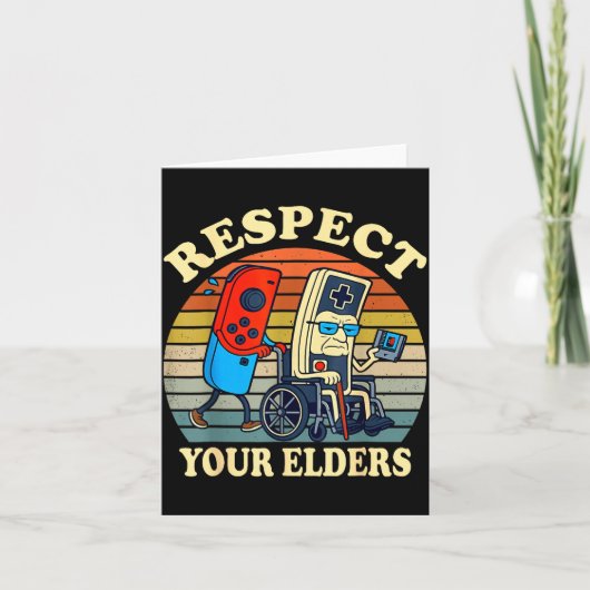 Respect Your Elders Retro Gaming Funny Gamer Contr Kaart (Voorkant)