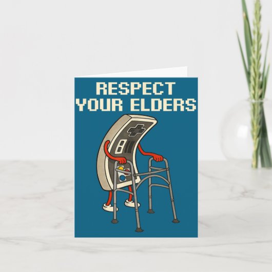 Respect Your Elders Retro Gaming Funny Gamer Contr Kaart (Voorkant)