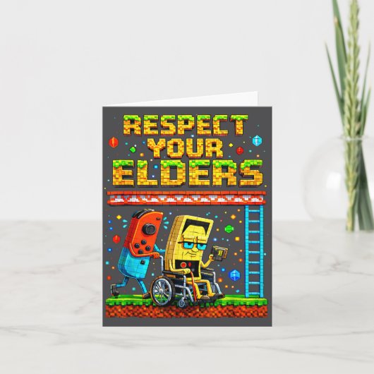 Respect Your Elders Retro Gaming Funny Gamer Contr Kaart (Voorkant)