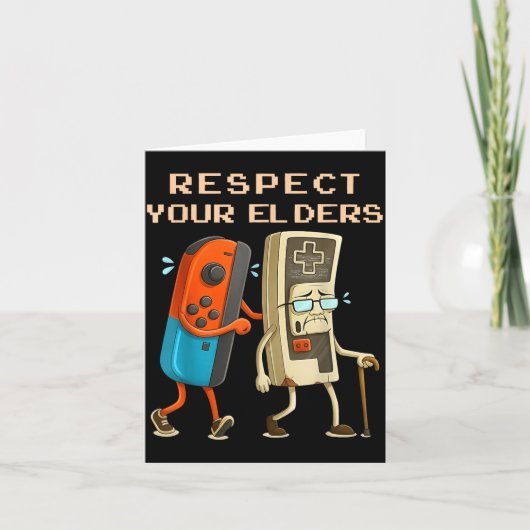 Respect Your Elders Retro Gaming Funny Gamer Contr Kaart (Voorkant)