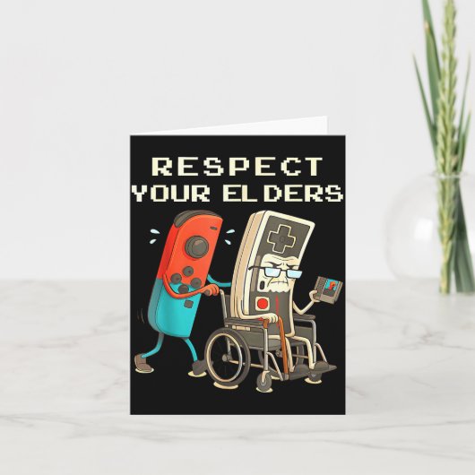 Respect Your Elders Retro Gaming Funny Gamer Contr Kaart (Voorkant)
