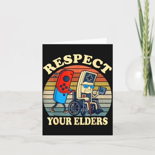 Respect Your Elders Retro Gaming Funny Gamer Contr Kaart (Voorkant)