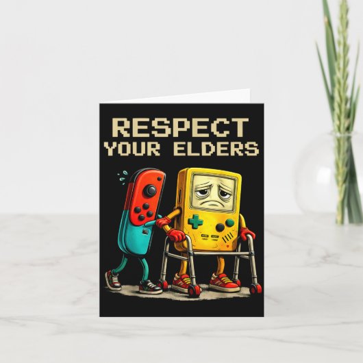 Respect Your Elders Retro Gaming Funny Gamer Contr Kaart (Voorkant)